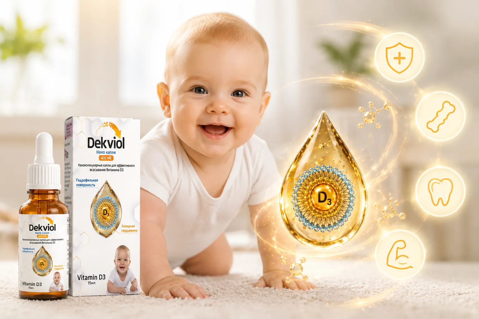 Mother with newborn baby — Vitamin D3 for infants
